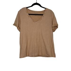 American Eagle Soft & Sexy Plush Striped V Neck Short Sleeve Shirt